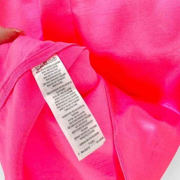 French Connection NWT Adaline Satin One Shoulder‎ Dress in Neon Rose - size 10 - Picture 11 of 16